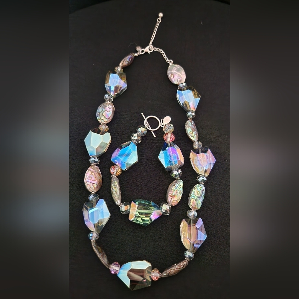 Abalone Necklace Sterling Silver 925 w/ Stones - Donna Dressler- w/ Tag, 18"